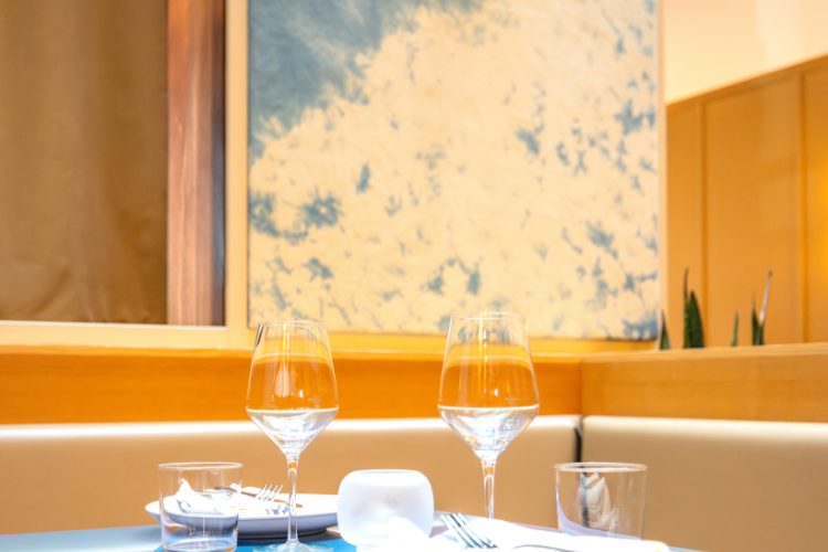 Warm and inviting dining room interior at Alia in Hood River
