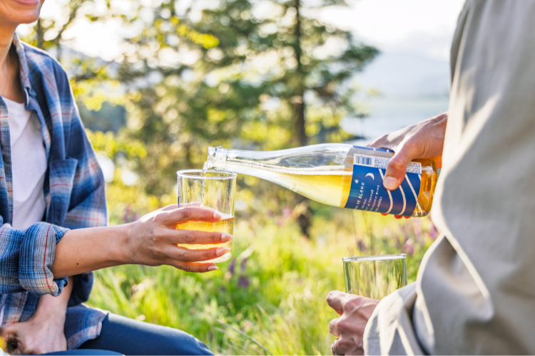 Wine pour in a flower field in Hood River